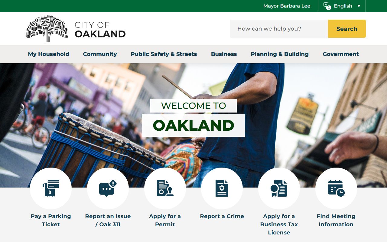Oakland court records city website homepage