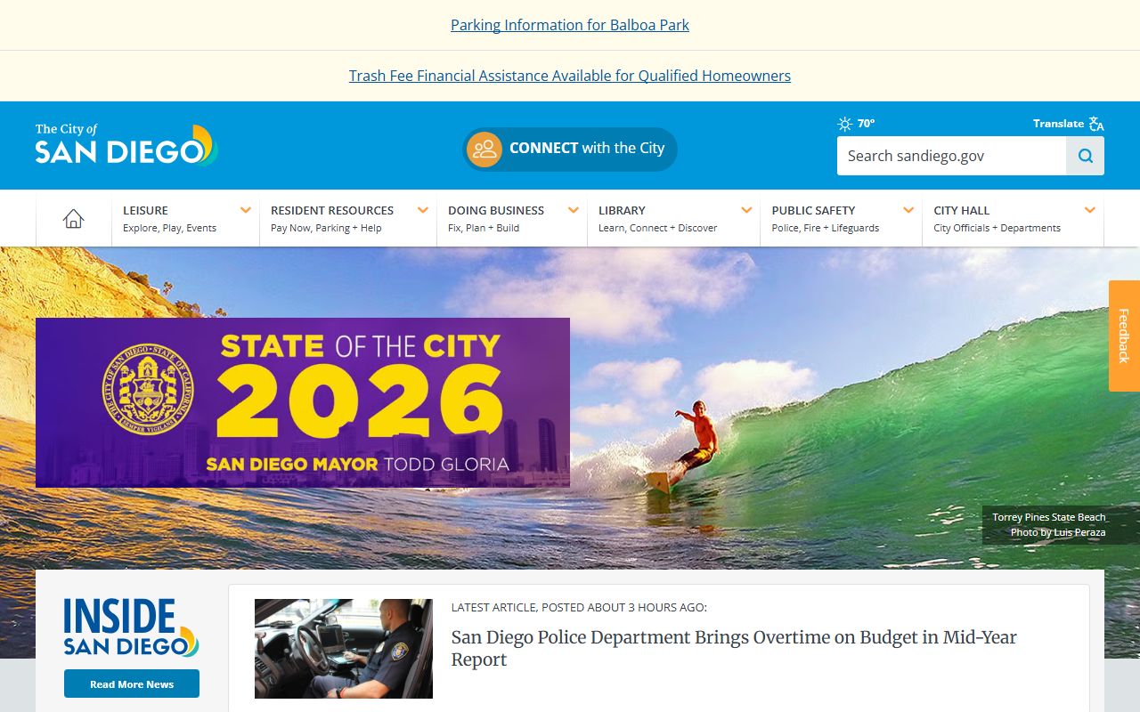 San Diego court records city website homepage