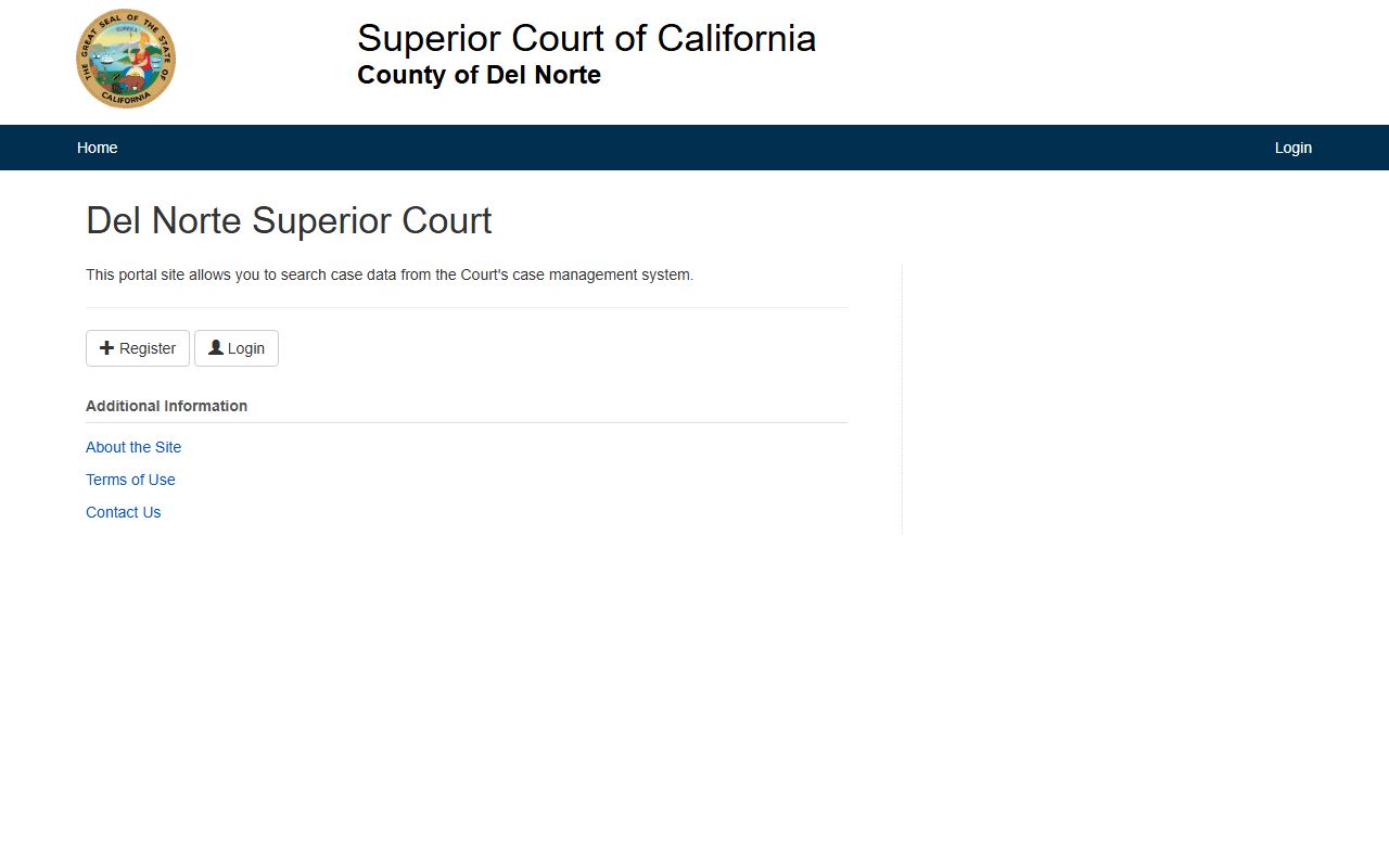 Del Norte County public portal for court records search