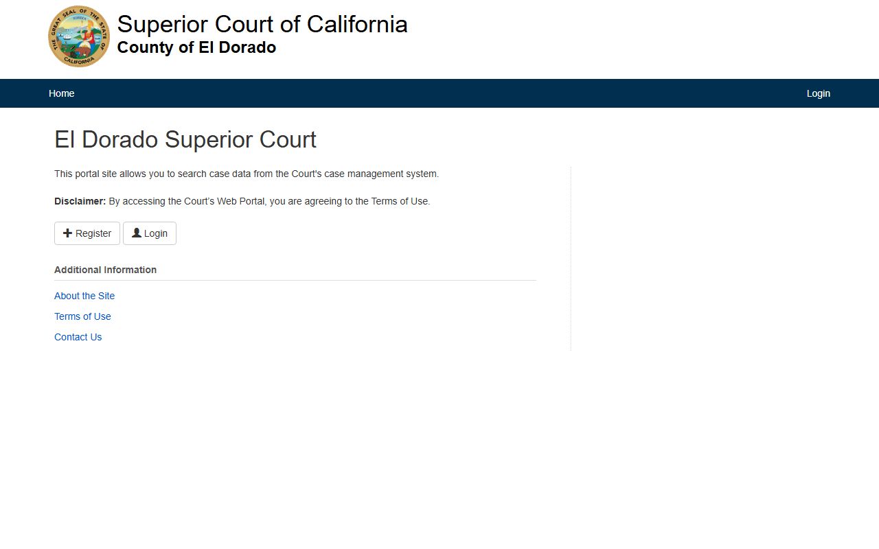El Dorado County public portal for court records search