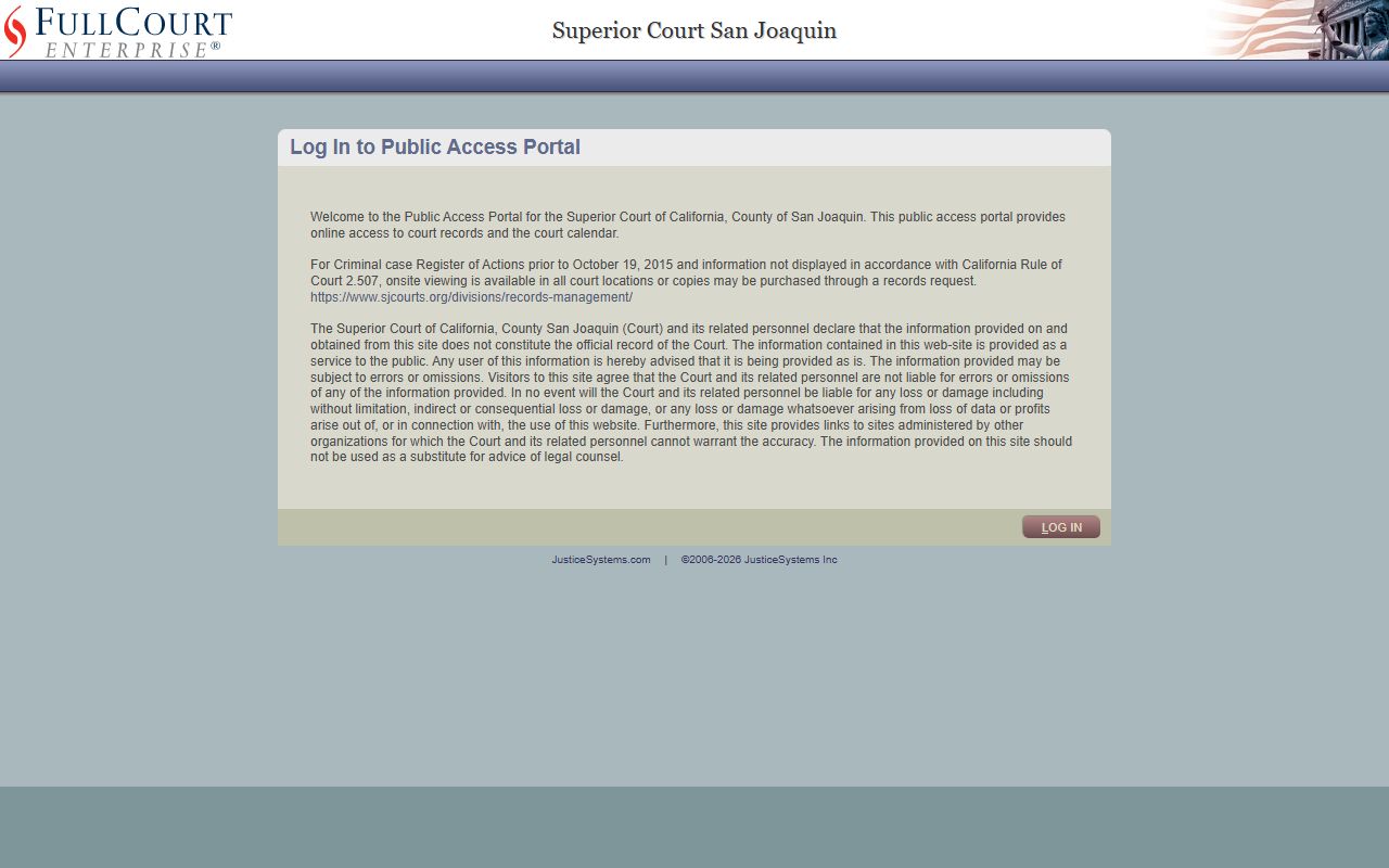 San Joaquin County case management system for court records