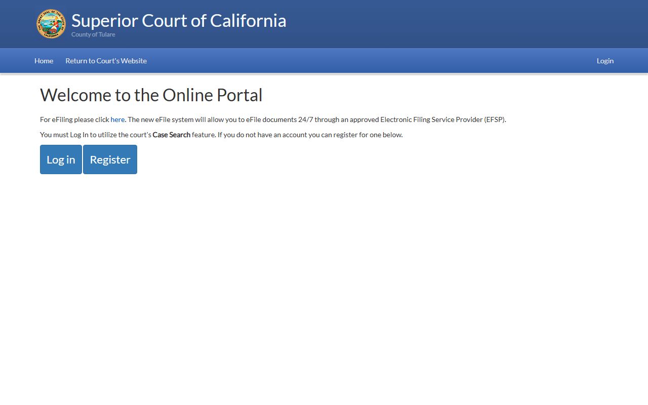 Tulare County court records online search portal