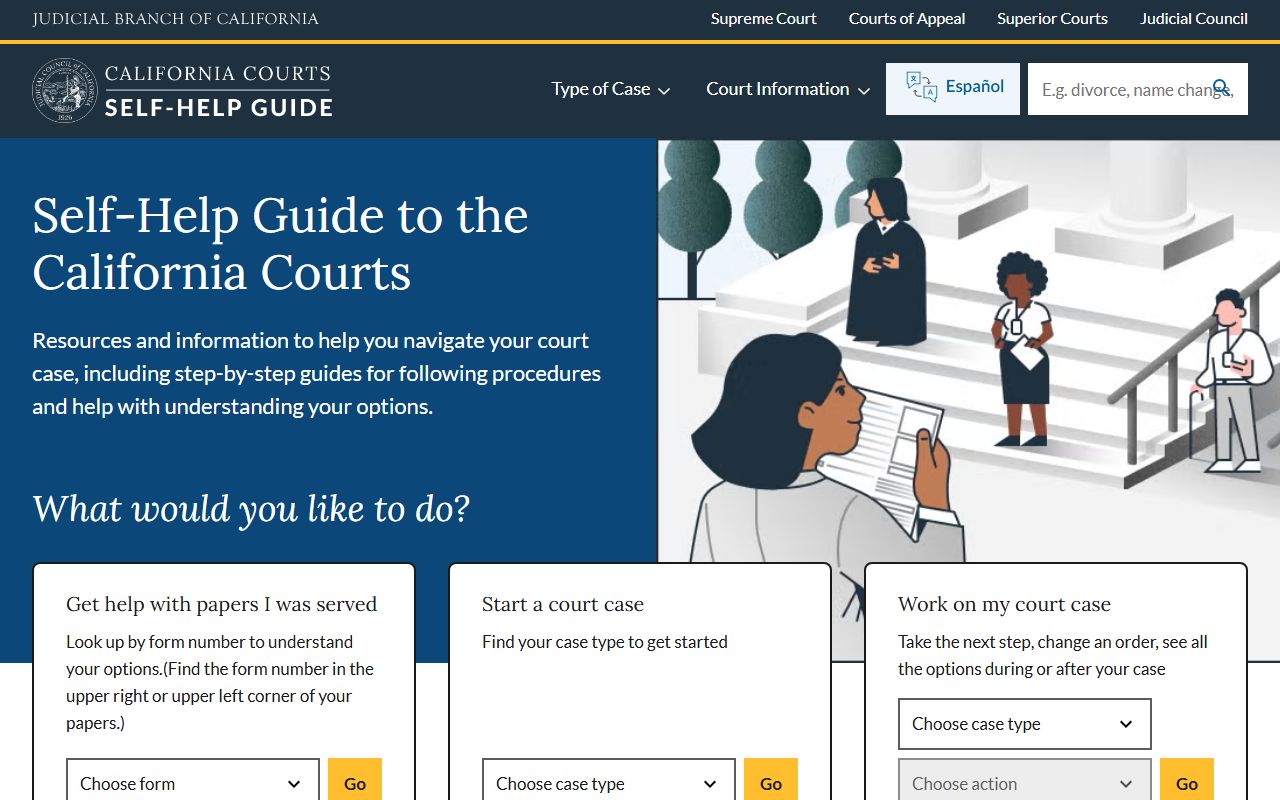 California courts self-help center for court records guidance